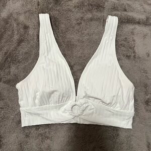 Aerie White Ribbed Bikini Top